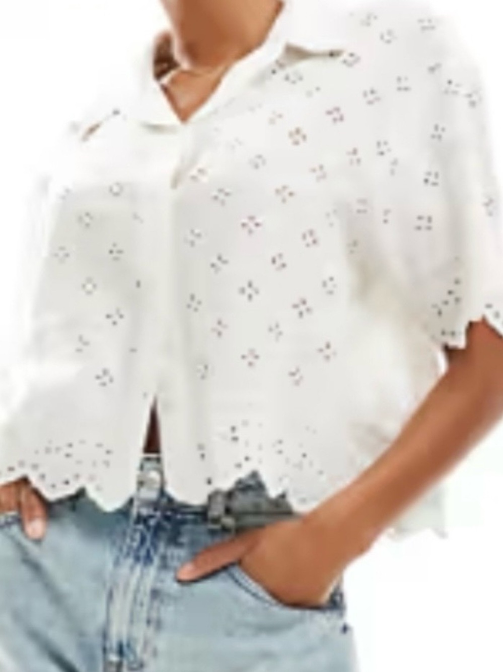 Abercrombie & Fitch White Eyelet Button-Down Shirt